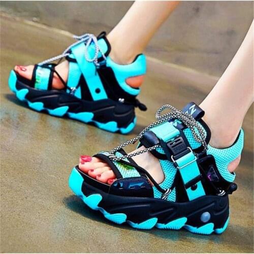 Sandals Women Cow Leather Gladiators Cotton Blend Platform Wedge High Heels Summer Fashion Sneaker Boots SHoes