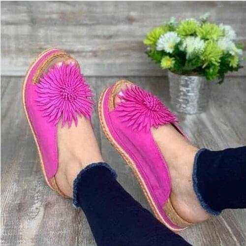 2021 Sandals Women Multicolor Soft Walking Shoes with Flower Suede Platform Large Size for Ladies Zapatos De Mujer Girls Shoes