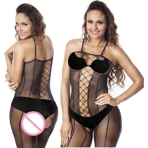 Sexy Lingerie Hot Bodystocking Fishnet Jumpsuit Flower Teddies Erotic Underwear Lenceria Bodysuit Open Crotch Intimates Pajamas