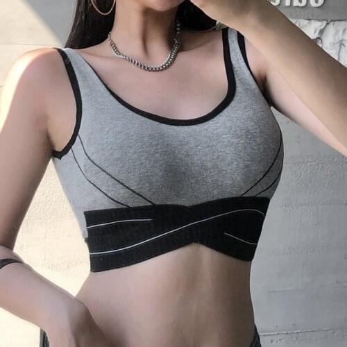 Sexy Backless Sport Crop Top Women Short Tank Top U-neck Cross Visual Design Summer Vest Ladies Causal Camis Underwear Top