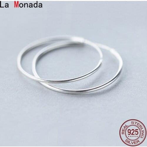 La Monada Minimalist Round Big Large Woman Hoop Earrings Silver 925 Fine Jewelry 925 Sterling Silver Earrings For Women Hoops