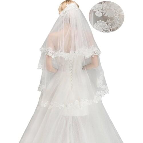2019 New Only $9.99 Cheap Two Layers Lace Edge Wedding Veil With Comb Short Bridal Veil Wedding Accessories In Stock CPA1446
