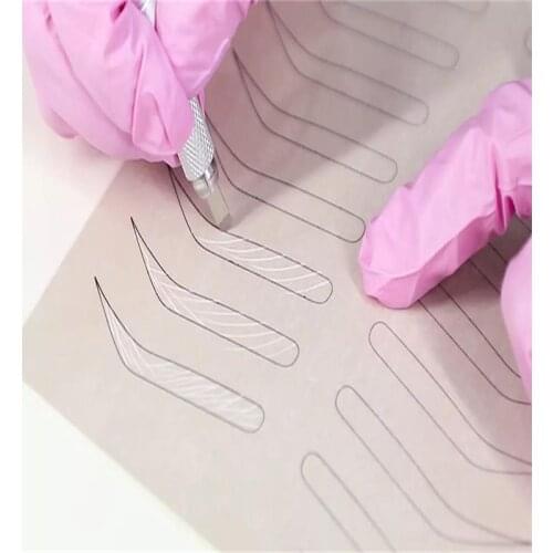10pcs Eyebrow Tattoo Practice Skin Microblading Permanent Makeup Eyebrow Training Skin Tattoo Suppiles No Ink Needed White Line