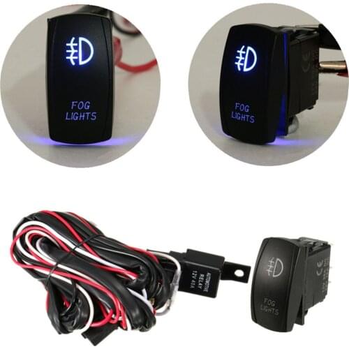 Universal Blue LED Fog Light Driving Lamp Wiring Harness Fuse Switch 12V 40A Relay Wiring Harness Kit 300 Watt Load Capacity