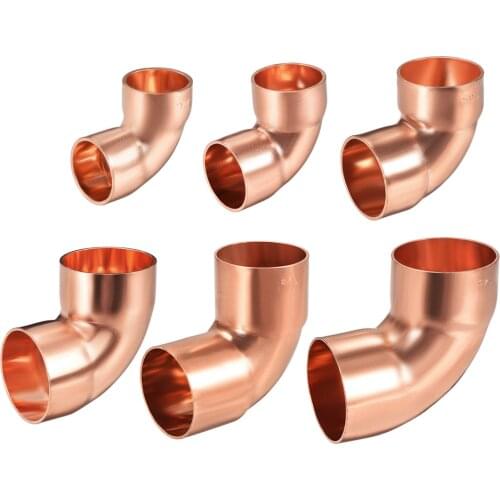 Uxcell 2pcs 90 Degree Copper Elbow Short-Turn Copper Pipe Fitting Conector for 5/8-inch 7/8-inch 1-3/8-inch ID Plumbing
