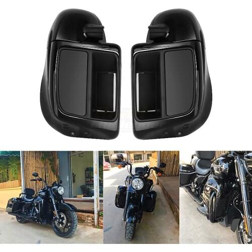 Vivid Black Lower Leg Warmer Vented Fairing Glove Box For Harley Touring Road King Street Electra Glide Ultra FLTR 2014-2020