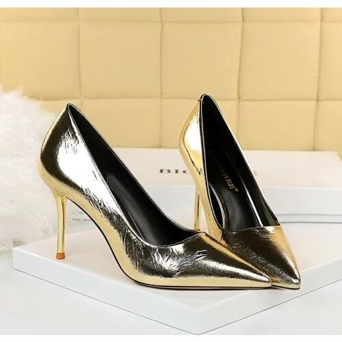 Woman High Heels Pumps 9.5cm Tacones Pointed Toe Stilettos Talon Femme Sexy Ladies Wedding Black Big Size