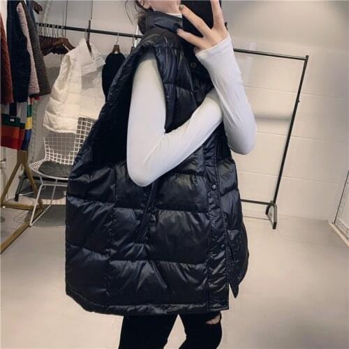 2020 Women Winter Warm Vest Coat Stand Collar Women Fashion Down Vest White Tops Chaleco Mujer Gilet Casaco Feminino Down Jacket