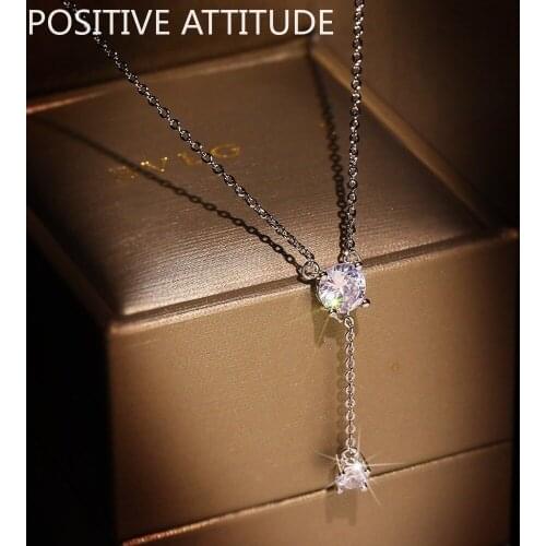 Korea 0.5-1 carat four-claw cubic zirconia female pendant necklace wedding prom friend gift popular jewelry