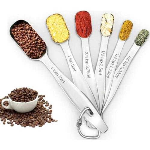 1 Set Stainless Steel Square Measuring Spoon Sets Durable Seasoning Calibrating Spoons With Scale Kitchenware Tools Gadgets Set