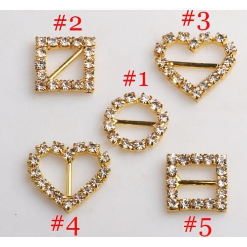 10pcs/pack mix Gold Rhinestone buckles slide buckles/DIY hair accessory/Wedding Initiation Ribbon Crystal