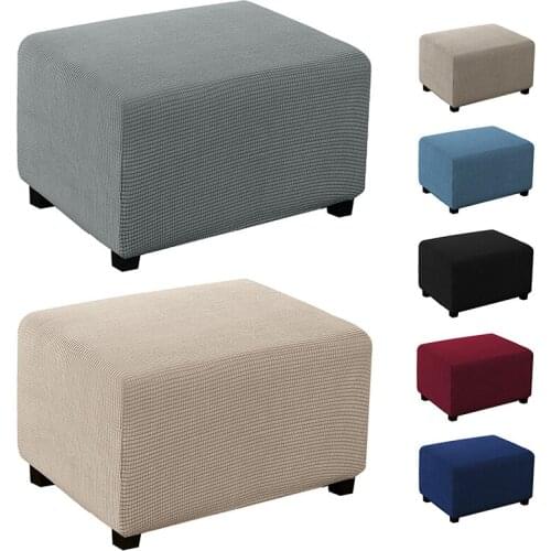 13 Solid Colors Ottoman Cover Polar Fleece Foot Stool Covers Big Elastic Footrest Protector Stretch Washable Removable For Home
