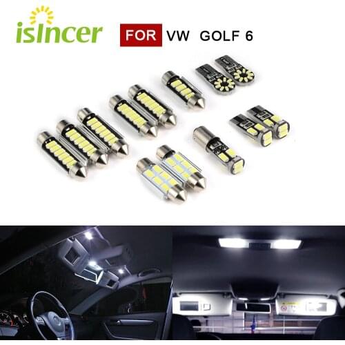 13pcs SMD LED interior CANBus Car lighting For VW Golf 6 VI 2010 2015 Xenon White interior light GTI TSI R 1K1