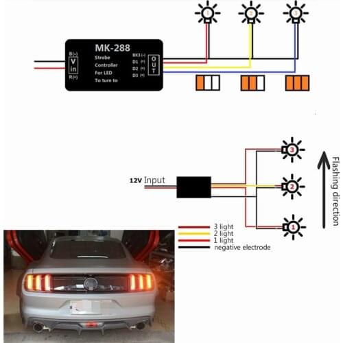 2pcs Car Turn Signal Light 3-Step Sequential Dynamic Chase Flash Module Boxes LED Controller For Ford For Mustang for Audi