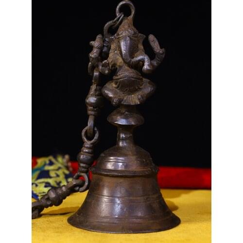 26"Tibet temple Old Bronze Elephant Trunk God of Wealth Rattle Bells Dharma Town House Exorcism Ward off evil spirits