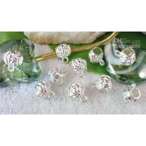 270pcs Silver Color Plated Flower Barrel Bail Charms A354SP