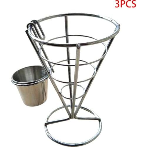 3 PCS electroplating single head french fries rack buffet cone snack display rack fried chicken cooked food display rack