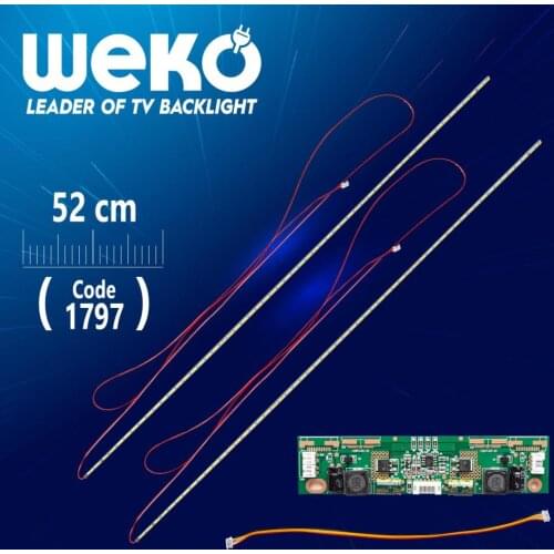 46 UNİVERSAL MONITOR E-LED (7020) 520MM 12V DUAL LED + DRIVER + CABLE TOOL