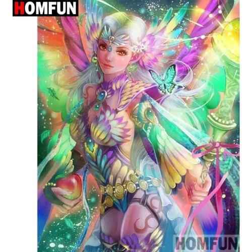 HOMFUN DIY 5D Diamond Painting "Butterfly fairy" Full Diamond Embroidery Sale Picture Of Rhinestones For Festival Gifts A19061