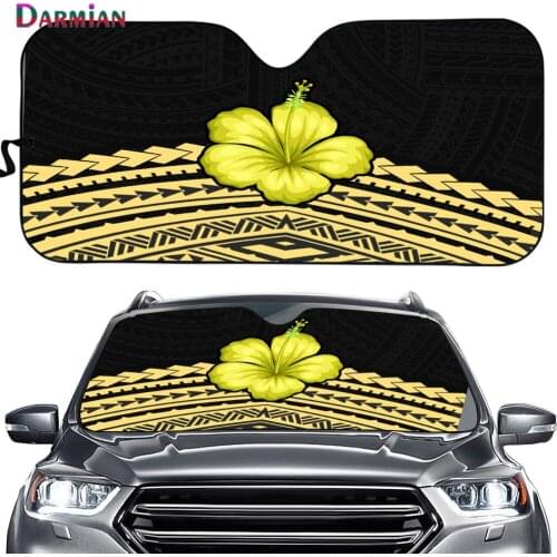 Car Sun Shade for Polynesian Tribal Hibiscus Print Novelty Car Accessory Design Durable Foldable Car Windshield Sun Shade New