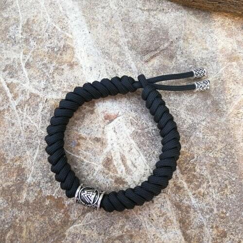 Norse Viking Rune Bead Bracelets Thor Mjolnir Hammer Paracord Amuletceltic Rune Knot Amulet Scandinavian Bracelet Black Paracord