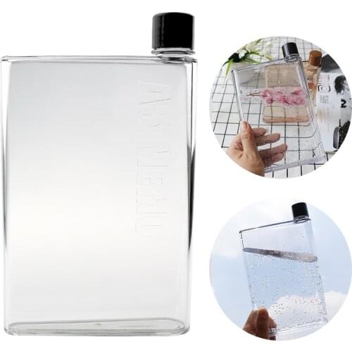 750ml Water Bottle Travel Drinking Flat Crystal Waterbottle Transparent Plastic Kettle Portable Sports Bottles Cup Drinkware