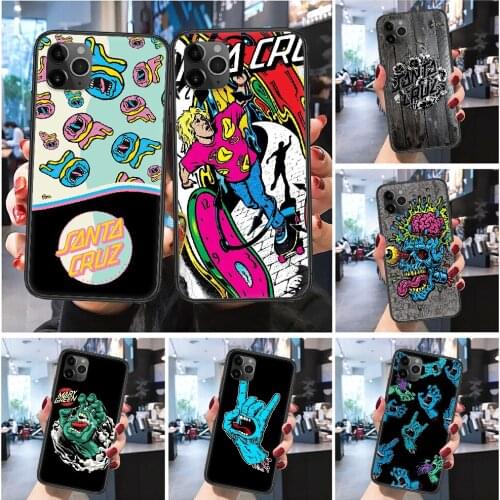 Santa Skateboards Cruz Phone Case Cover Hull For iphone 5 5s se 2 6 6s 7 8 12 mini plus X XS XR 11 PRO MAX Frosted black luxury