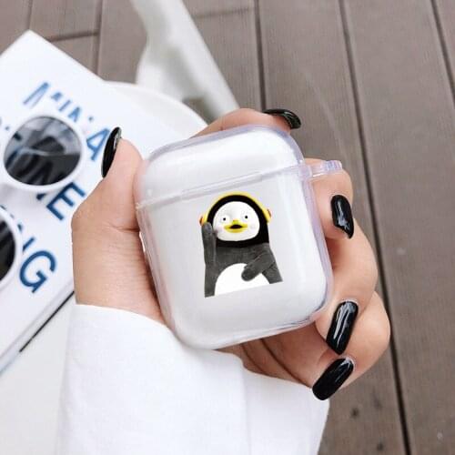 For AirPods Pro 2 1 Cartoon Cute Penguin Headphone Case for Apple AirPods 1 2 3 Bluetooth Earphone Soft TPU Clear Cover