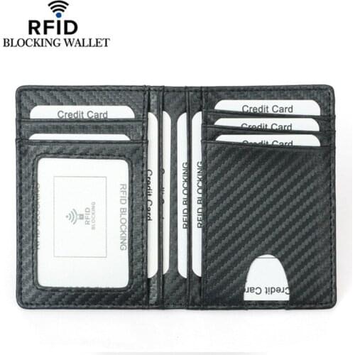 Black Carbon Fiber Slim Credit Card Holder Thin RFID Wallets Pu Leather Driver License Cover Holder For Men Card Wallet