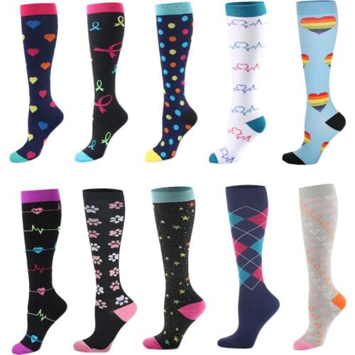 2020 Colorful Knee Length Compression Stockings for Women&Men (20-30mmHg)- Best for Running,Travel,Cycling,Pregnant,Nurse, Edema