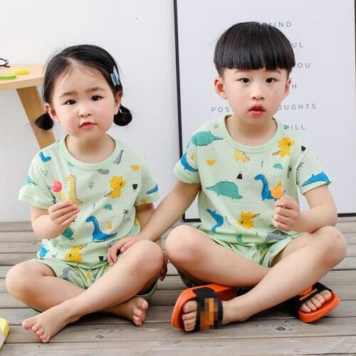 Childrens Pajamas Short Sleeve Cartoon Kids Sleepwear Baby Girls Clothes Summer Cotton Pyjamas Kids Baby Boys Clothes Nightwear