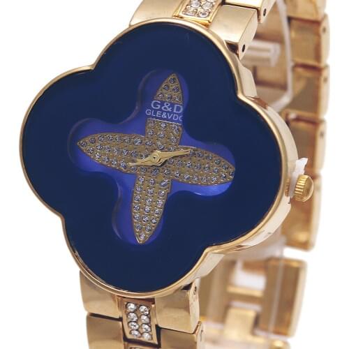 G&D Women Quartz Wristwatches Stainless Steel Relojes Mujer Lady Bracelet Watch Dress Jelly Flower Shaped Relogio Feminino Gifts