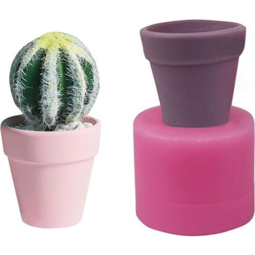 Gypsum Cement Fleshy Plant Bonsai DIY Clay Resin Craft Mold 3D Flower Pot Silicone Mold