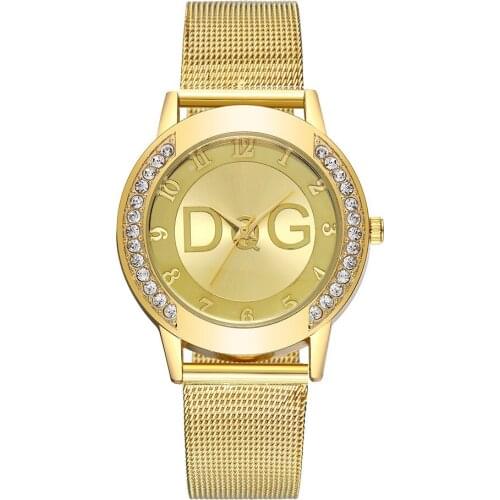 Hot Sale Alloy Crystal Dial Wristwatches Mesh Steel Belt Gold Silver Watches Gift For Men Women Regarder