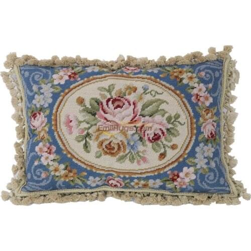 Hand woven pillow Rococo cloth art needlepoint cushion Baroque soft high-end