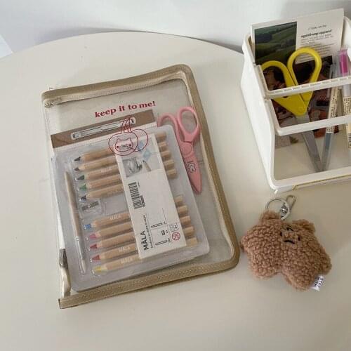Korea Transparent Storage Bag For Stationary Large Capacity Pencil Case 11inch Ipad Air Pouch A4 Folder Bag