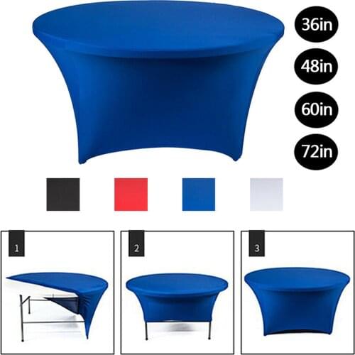 Round High Stretch Tablecloth Cocktail Desk Cover Wedding Hotel Birthday Banquet Table Cover Buffet Tablecloth Decor 72inch