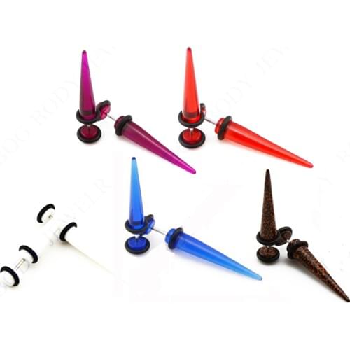 Lot 2 Pieces Transparent Color Fake Ear Tapers Cheater Illusion Plug Earring Stretcher Stretching Expander Body Jewelry