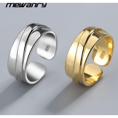 Mewanry 925 Sterling Silver Simple Design Couples Rings Fashion Elegant Vintage Holiday Party Jewelry Gift for Women Wholesale