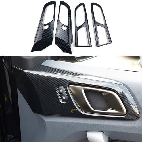 Car Modification Carbon Fiber Color Door Handle Bowl Frame Decorator Cover For Ford Ranger Everest Endeavour 2015-2020