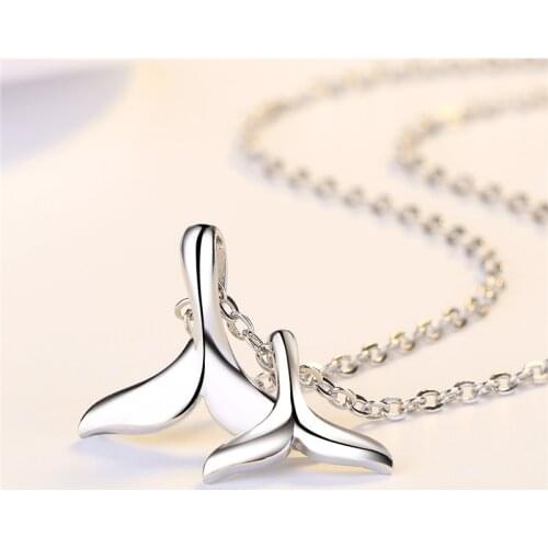 Trendy Fishtail Pendant Necklace Girls Choker Accessories Charm Lady Silver Plated O Chain Necklace Female Clavicle Bijou Silver