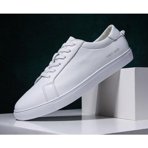 New Mens Sneakers Leather Casual Shoes Men White Sneakers New Arrival Designer Lace-up Comfortable Flats Brand Soft Male Loafers