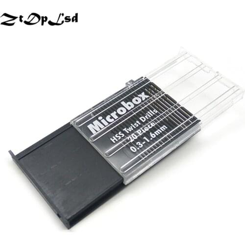 ZtDpLsd 20Pcs 0.3mm-1.6mm High Speed Steel HSS Mini Micro Twist Drill Bit Set Power Tools Model Craft With Case Repair Part