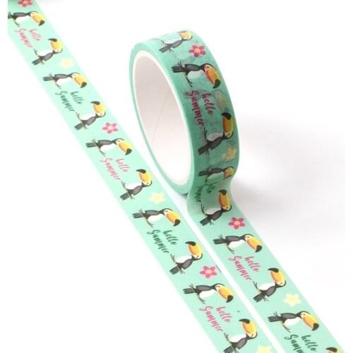 NEW 1pc Decorative Birds and Flower Valentine Washi Tape Kawaii Scrapbooking Tools Masking Tape Diy Photo Album Stationery Tape