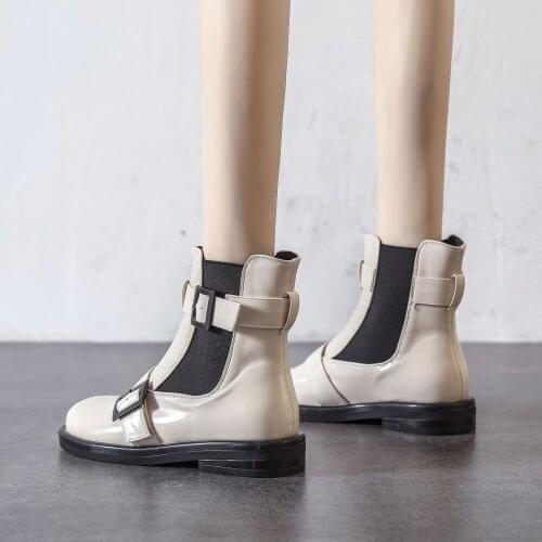 2021 New Children Spring and Autumn Single Boots British Style Fashion Thick-soled Buckle Short Boots Wild Chelsea Boots Women