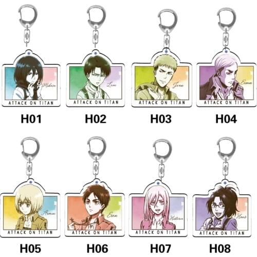 NEW HOT Attack on Titan Anime Keychain Cosplay Acrylic Pendant Keyring Cute Funny Cartoon Toy Rare Gift