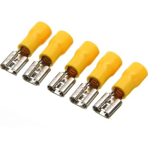 50pcs Yellow Insulated Crimp Terminals 10-12 AWG Female Spade Wire Connectors 4.0-6.0mm2
