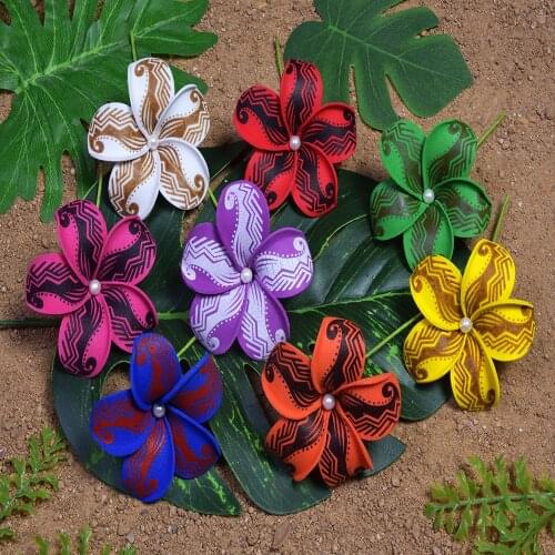 MIXED COLORS Free Shipping 2pcs/lot F1169-2 9CM Foam Tiare Hair Pick W WHITE Shell Pearl Hawaii Tropical Flower Accessories