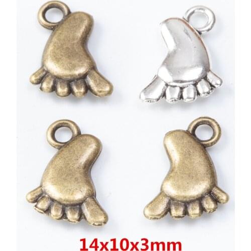 100 pieces of retro metal zinc alloy foot pendant for DIY handmade jewelry necklace making 7587