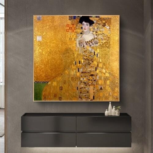 Portrait Of Adele Bloch By Gustav Klimt Canvas Paintings On the Wall Art Gold Famous Art Posters And Prints Wall Pictures Decor